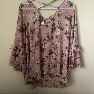Torrid Pink Floral Long Sleeve Top Size 1